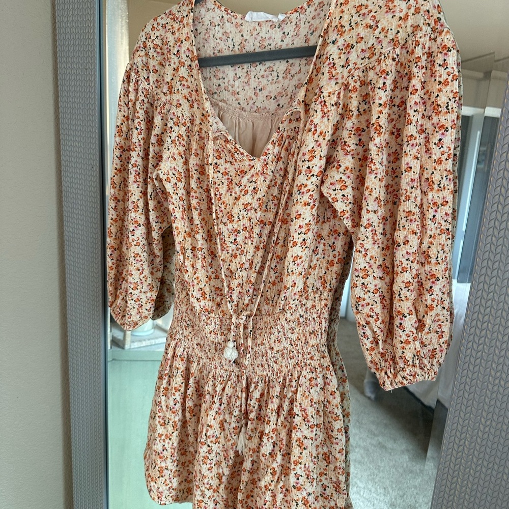 Floral Print Dress with Puff Sleeves
